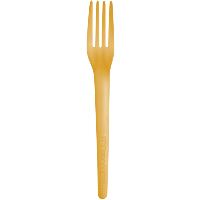 ECO-PRODUCTS, INC. EP-S017Y Eco-Products Plantware Dinner Forks, 7in, Yellow, Pack Of 1,000 Forks