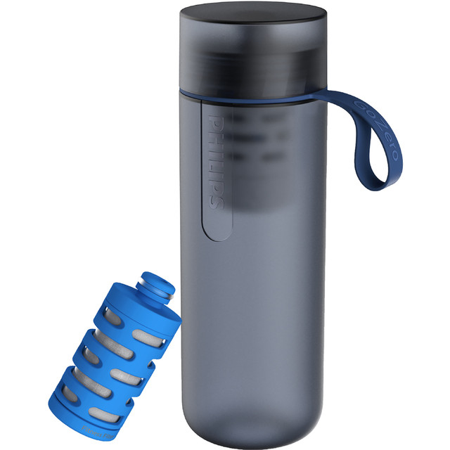 AQUASHIELD NORTH AMERICA LLC AWP2712BLO/37 Philips GoZero Active Water Bottle With Fitness Filter, 20 Oz, Blue