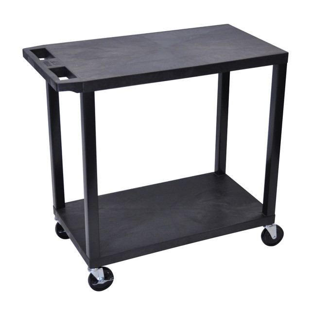 H. WILSON/ LUXOR FURNITURE EC22-B Luxor E-Series Plastic Cart, 2-Shelves, 35 1/4inH x 32inW x 18inD, Black