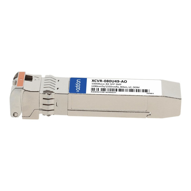 ADD-ON COMPUTER PERIPHERALS, INC. XCVR-080U49-AO AddOn - SFP (mini-GBIC) transceiver module (equivalent to: Ciena XCVR-080U49) - GigE - 1000Base-BX - LC single-mode - up to 49.7 miles - 1490 (TX) / 1550 (RX) nm - TAA Compliant - for Ciena ActivEdge 3