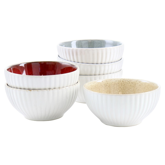 GIBSON OVERSEAS INC. 995116865M Gibson Laurie Gates Sierra 6-Piece Stoneware Bowl Set, 6-5/16in, Assorted Colors