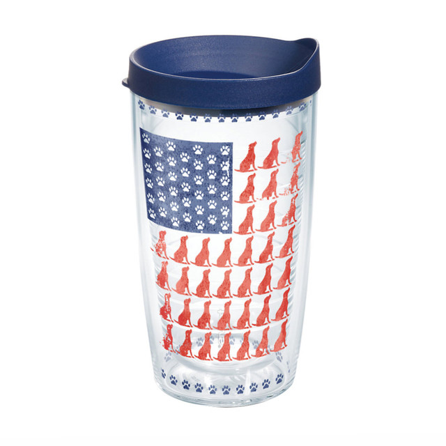 TERVIS TUMBLER COMPANY Tervis 1303058  Project Paws Tumbler With Lid, Dog Flag, 16 Oz, Clear/Navy