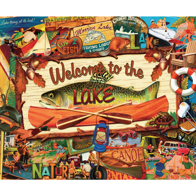 WILLOW CREEK PRESS 39828  1,000-Piece Puzzle, 26-5/8in x 19-1/4in, Welcome To The Lake