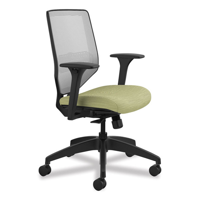 HON COMPANY SVM1ALIFC82T Solve Series Mesh Back Task Chair, Supports Up to 300 lb, 18" to 23" Seat Height, Meadow Seat, Fog Back, Black Base