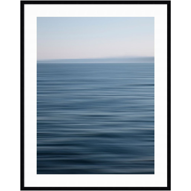 UNIEK INC. Amanti Art A42705422075  Abstract Blue Horizon by Savanah Plank Wood Framed Wall Art Print, 43inH x 34inW, Black