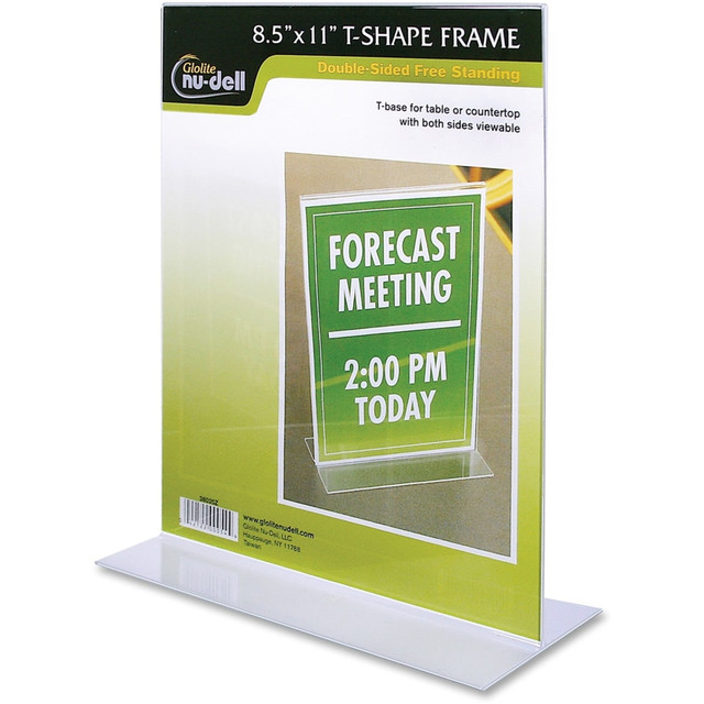 GLOLITE NUDELL LLC 38020Z Nu-Dell Double-sided Sign Holder - 1 Each - 8.5in Width x 11in Height - Rectangular Shape - Double-sided, Self-standing - Acrylic - Clear GLOLITE NUDELL LLC 38020Z Nu-Dell Double-sided Sign Holder - 1 Each - 8.5in Width x 11in Height - Rectangular Shape - Double-sided, Self-standing - Acrylic - Clear