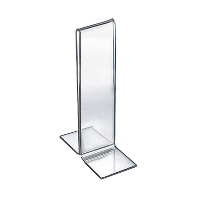 AZAR DISPLAYS 152757  Double-Foot 2-Sided Acrylic Sign Holders, 7inH x 2inW x 3inD, Clear, Pack Of 10 Holders