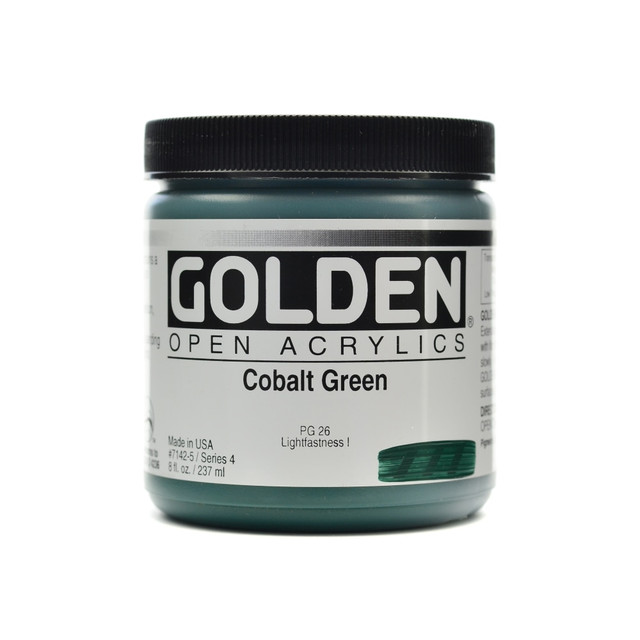 GOLDEN ARTIST COLORS, INC. Golden 7142-5  OPEN Acrylic Paint, 8 Oz Jar, Cobalt Green
