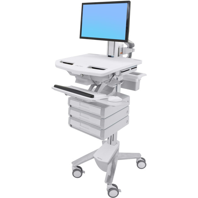 ERGOTRON SV43-1330-0  StyleView Cart with LCD Pivot, 3 Drawers (1x3) - Up to 24in Screen Support - 37.04 lb Load Capacity - Floor - Plastic, Aluminum, Zinc-plated Steel