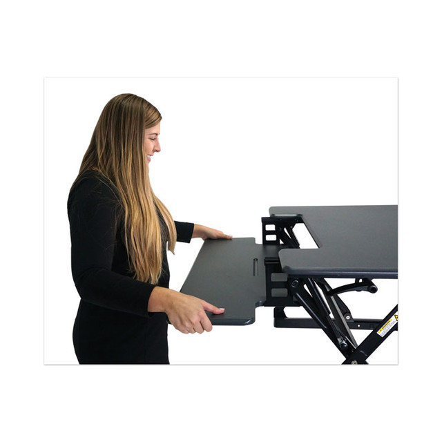 VICTOR TECHNOLOGY LLC DCX760G High Rise Height Adjustable Standing Desk with Keyboard Tray, 36" x 31.25" x 5.25" to 20", Gray/Black