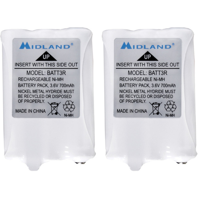 MIDLAND RADIO CORPORATION AVP14 Midland Rechargeable Battery Pack - For Radio - Battery Rechargeable - 700 mAh - 3.6 V DC - 2 / Pair MIDLAND RADIO CORPORATION AVP14 Midland Rechargeable Battery Pack - For Radio - Battery Rechargeable - 700 mAh - 3.6 V DC - 2 / Pair