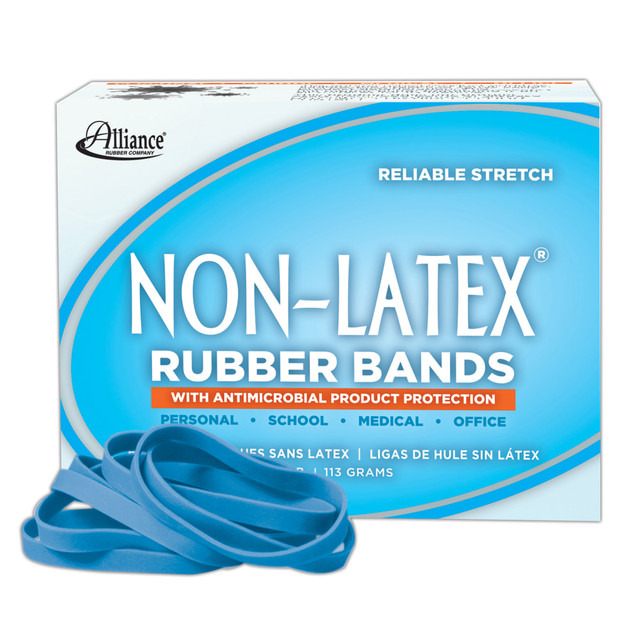 ALLIANCE RUBBER CO 42649 Alliance Rubber Bands With Antimicrobial Protection, #64, 3 1/2in x 1/4in, Cyan Blue ALLIANCE RUBBER CO 42649 Alliance Rubber Bands With Antimicrobial Protection, #64, 3 1/2in x 1/4in, Cyan Blue