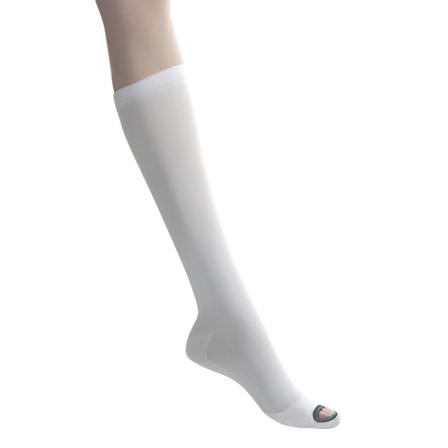 MEDLINE INDUSTRIES, INC. MDS160668 Medline EMS Nylon/Spandex Knee-Length Anti-Embolism Stockings, Large Long, White, Pack Of 12 Pairs