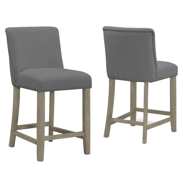 GLAMOUR HOME GHSTL-1293 Aleco Counter-Height Stools, Gray/Antique Wood, Set Of 2 Stools GLAMOUR HOME GHSTL-1293 Aleco Counter-Height Stools, Gray/Antique Wood, Set Of 2 Stools