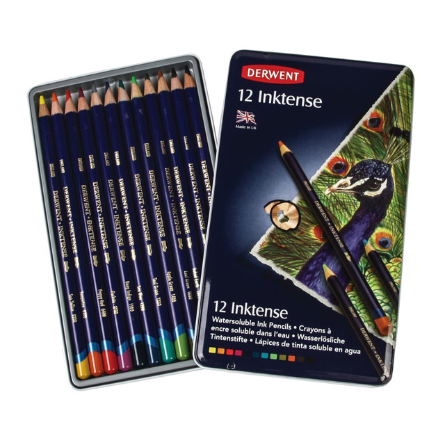 THE CUMBERLAND PENCIL COMPANY Derwent 0700928  Inktense Pencil Set, Assorted Colors, Set Of 12 Pencils