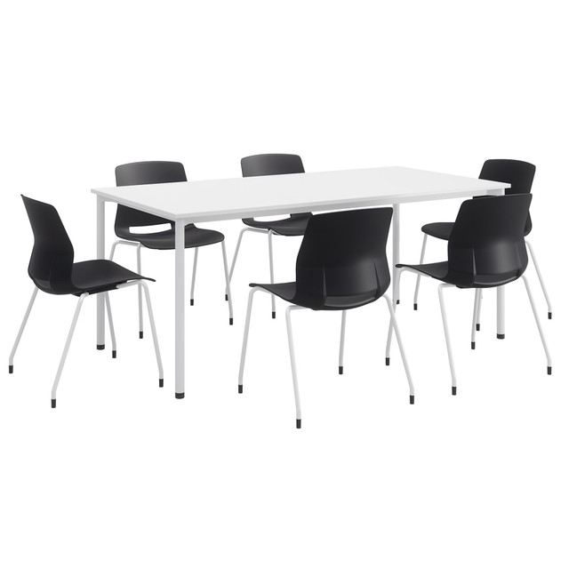 KENTUCKIANA FOAM INC 840031923035 KFI Studios Dailey Table Set With 6 Poly Chairs, White Table/Black Chairs