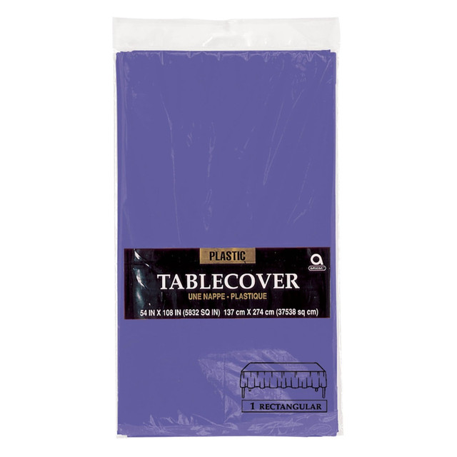 AMSCAN CO INC Amscan 77015.106  Plastic Table Covers, 54in x 108in, Purple, Pack Of 9 Table Covers