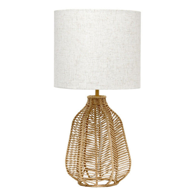 ALL THE RAGES INC LHT-4017-NA Lalia Home Vintage Rattan Wicker-Style Paper Rope Table Lamp, 21inH, Light Beige/Natural