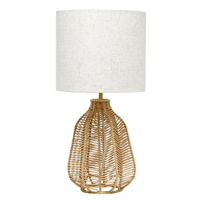 ALL THE RAGES INC Lalia Home LHT-4017-NA  Vintage Rattan Wicker-Style Paper Rope Table Lamp, 21inH, Light Beige/Natural