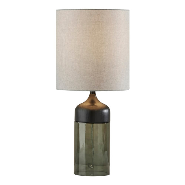 ADESSO INC 3527-01 Adesso Marina Tall Table Lamp, 22-3/4inH, Light Gray Shade/Black/Smoked Glass Base