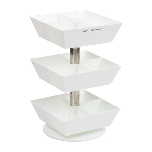 EMS MIND READER LLC TEASWIV3T-WHT Mind Reader Anchor 3-Tier/12-Compartment Tea Carousel Countertop Organizer, 11-1/2inH x 6-3/4inW x 6-3/4inD, White