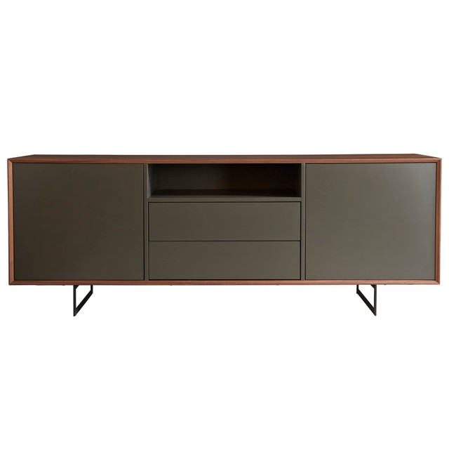 EURO STYLE, INC. Eurostyle 31008GRY-KIT  Anderson 79inW Sideboard, Walnut/Dark Gray