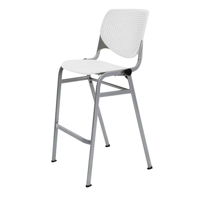 KFI FURNITURE, LLC BR2300-P08WHITE KFI Studios KOOL Stacking Barstool, White/Silver