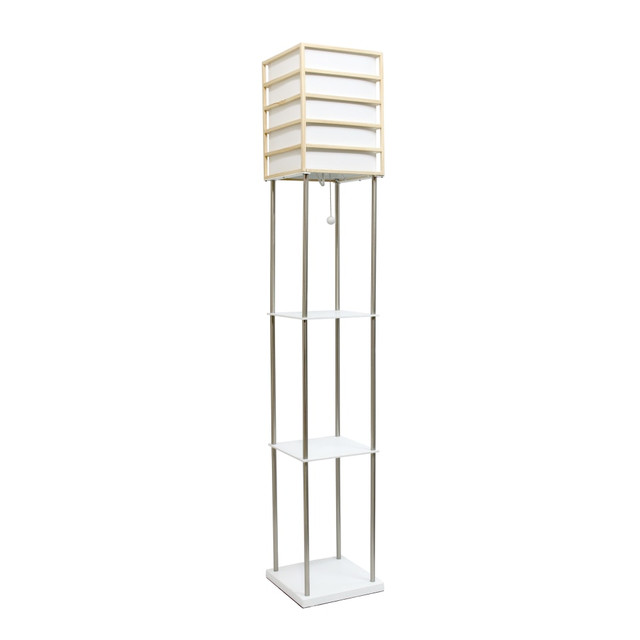 ALL THE RAGES INC Lalia Home LHF-5055-LW  1-Light Metal Etagere Floor Lamp, 60inH, Brushed Nickel/Birch Wood