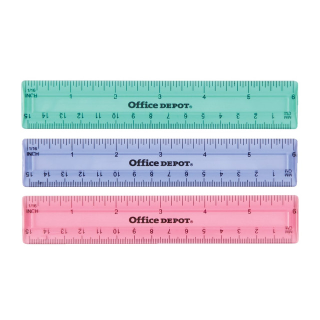 OFFICE DEPOT NB-20110517  Brand Plastic Ruler, 6in, Assorted Colors (No Color Choice)