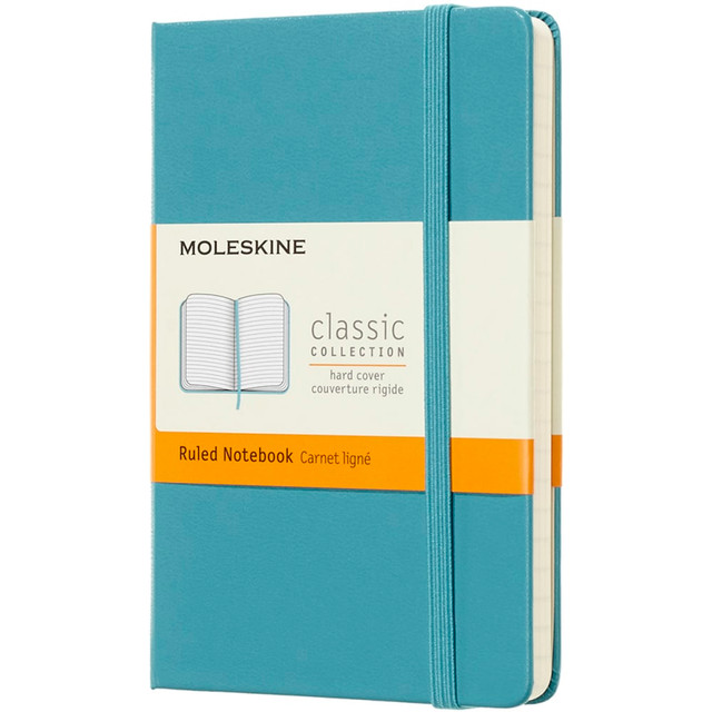 MOLESKINE 715246  Classic Hard Cover Notebook, 3-1/2in x 5-1/2in, Ruled, 192 Pages, Reef Blue