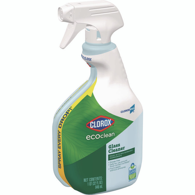 CLOROX SALES CO. 60277CT Clorox Pro EcoClean Glass Cleaner, Unscented, 32 oz Spray Bottle, 9/Carton