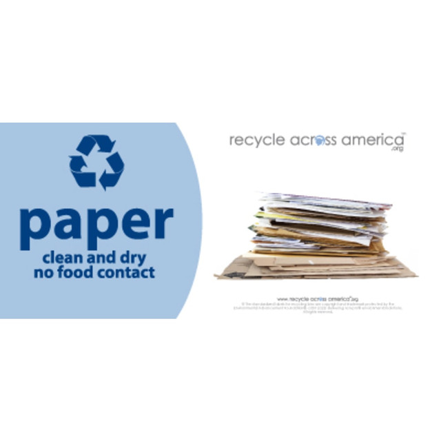 PACKAGING DYNAMICS P-0409 Recycle Across America Paper Standardized Recycling Labels, P-0409, 4in x 9in, Light Blue PACKAGING DYNAMICS P-0409 Recycle Across America Paper Standardized Recycling Labels, P-0409, 4in x 9in, Light Blue