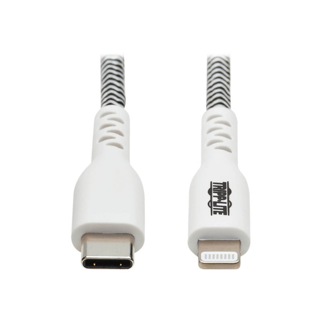 TRIPP LITE M102-003-HD  M102-003-HD Heavy-Duty USB-C to Lightning Cable (M/M), 3 ft. - First End: 1 x Type C Male USB - Second End: 1 x 8-pin Lightning Male Proprietary Connector - 480 Mbit/s - MFI - Nickel Plated Connector - Gold Plated Contact - 28