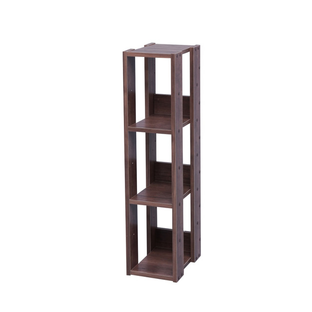 IRIS USA, INC. 596225 IRIS Mado 35inH 3-Shelf Slim Open Shelving Unit, Brown