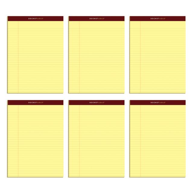 TOPS BUSINESS FORMS 99707 TOPS Docket Gold Premium Writing Pads, 8 1/2in x 11 3/4in, Legal Ruled, 50 Sheets, Canary, Pack Of 6 Pads TOPS BUSINESS FORMS 99707 TOPS Docket Gold Premium Writing Pads, 8 1/2in x 11 3/4in, Legal Ruled, 50 Sheets, Canary, Pack Of 6 Pads