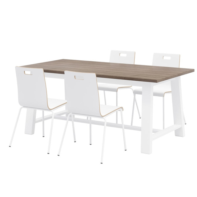 KENTUCKIANA FOAM INC 840031922359 KFI Studios Midtown Dining Table With 4 Chairs, Espresso/White Table, White Chairs