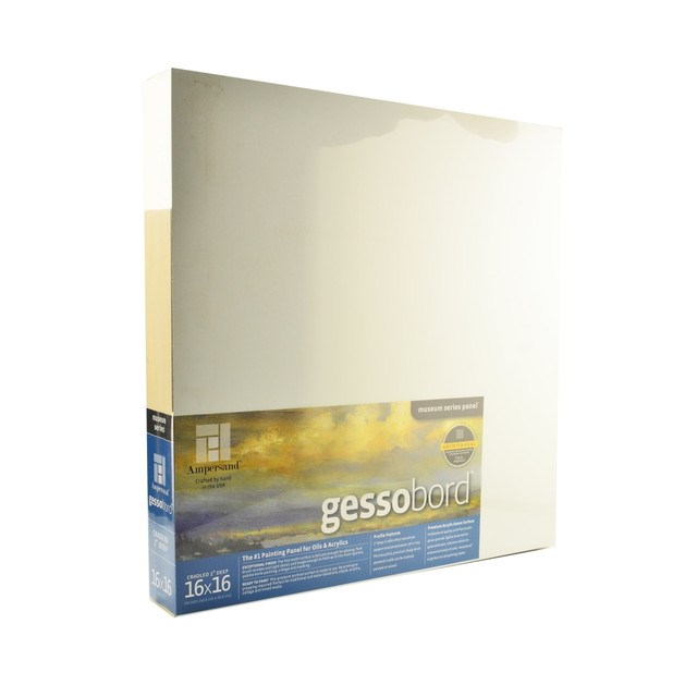 AMPERSAND ART SUPPLY, INC. GBWC1616 Ampersand Deep Cradle Gessobord, 16in x 16in, White AMPERSAND ART SUPPLY, INC. GBWC1616 Ampersand Deep Cradle Gessobord, 16in x 16in, White