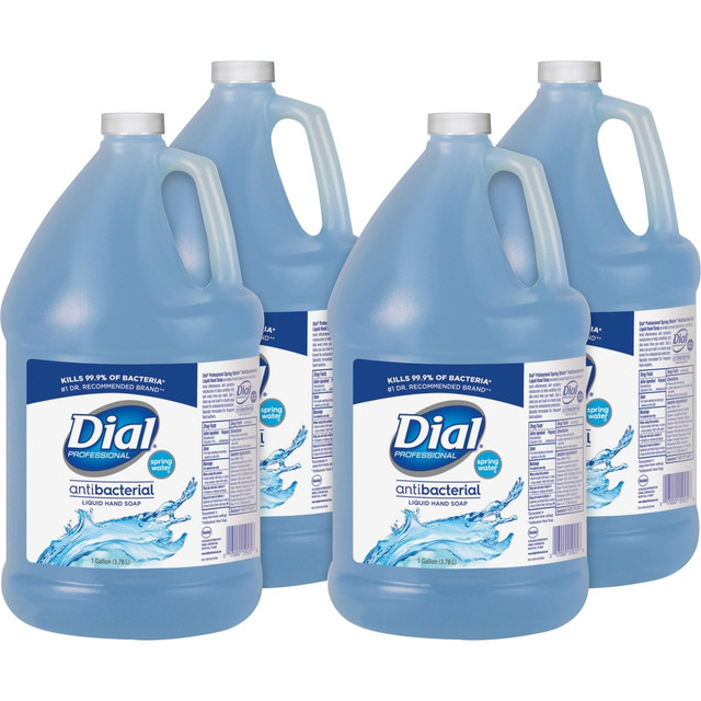 THE DIAL CORPORATION 15926CT Dial Spring Water Scent Liquid Hand Soap - Spring Water Scent - 1 gal - Kill Germs - Hand - Moisturizing - Blue - 4 / Carton