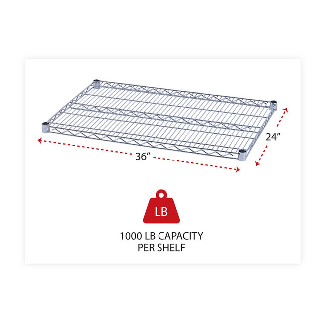 ALERA SW58-3624SR Industrial Wire Shelving Extra Wire Shelves, 36w x 24d, Silver, 2 Shelves/Carton