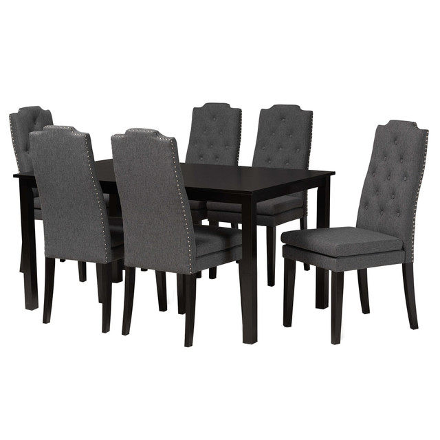 WHOLESALE INTERIORS, INC. Baxton Studio 2721-9113-10519  Dylin 7-Piece Dining Set, Dark Gray/Dark Brown