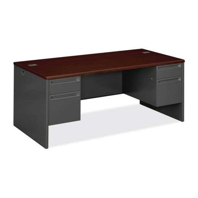 HNI CORPORATION 38180NS HON 38000 72inW Double-Pedestal Computer Desk, 72inW, Mahogany/Charcoal