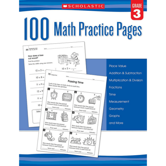 SCHOLASTIC INC 978-0-545-79939-3 Scholastic Teacher Resources Math Practice Pages, Grade 3