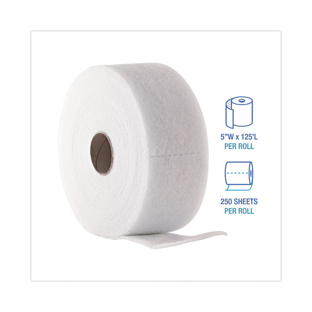 BOARDWALK 582505 TrapEze Disposable Dusting Sheets, 5" x 125 ft, White, 250 Sheets/Roll, 2 Rolls/Carton