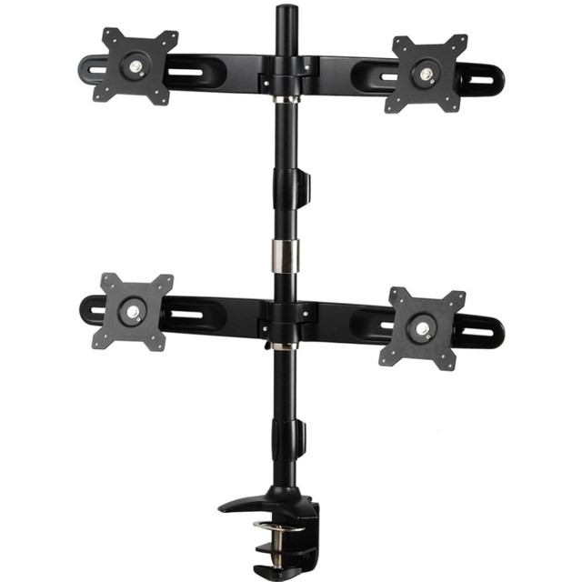 AMER NETWORKS AMR4C Amer Mounts Clamp Based Quad Monitor Mount for four 15in-24in LCD/LED Flat Panel Screens - Supports up to 17.6lb monitors, +/- 20 degree tilt, and VESA 75/100