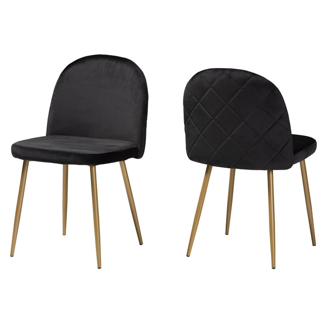 WHOLESALE INTERIORS, INC. 2721-11782 Baxton Studio Fantine Dining Chairs, Black/Gold, Set Of 2 Chairs