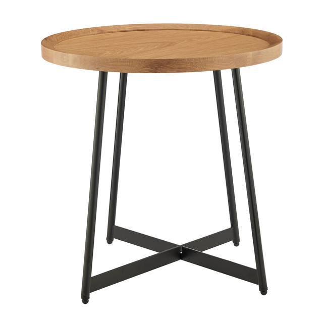 EURO STYLE, INC. 90276-OAK Eurostyle Niklaus Round Side Table, 22-1/8inH x 21-3/4inW x 21-3/4inD, Black/Oak