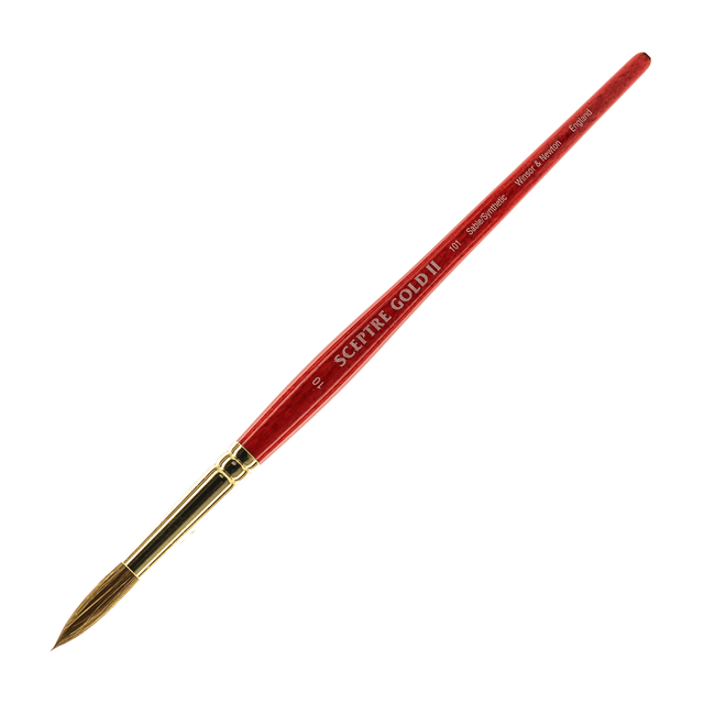 COLART FINE ART & GRAPHICS LTD. Winsor &amp; Newton 5181710 Winsor & Newton Sceptre Gold II Short-Handle Paint Brush 101, Size 10, Round Bristle, Sable Hair, Terracotta