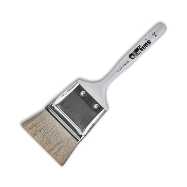 MARTIN/F. WEBER CO. R6443 Bob Ross Paint Brush, 2in, Blender Bristle, White MARTIN/F. WEBER CO. R6443 Bob Ross Paint Brush, 2in, Blender Bristle, White