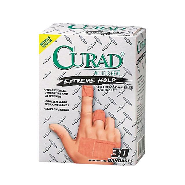 MEDLINE INDUSTRIES, INC. CUR14924RB CURAD Extreme Hold Bandages, Assorted Sizes, Box Of 30 MEDLINE INDUSTRIES, INC. CUR14924RB CURAD Extreme Hold Bandages, Assorted Sizes, Box Of 30
