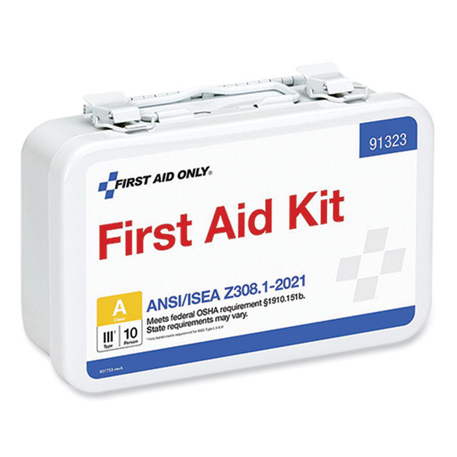 FIRST AID ONLY, INC. 91323 ANSI 2021 First Aid Kit for 10 People, 76 Pieces, Metal Case